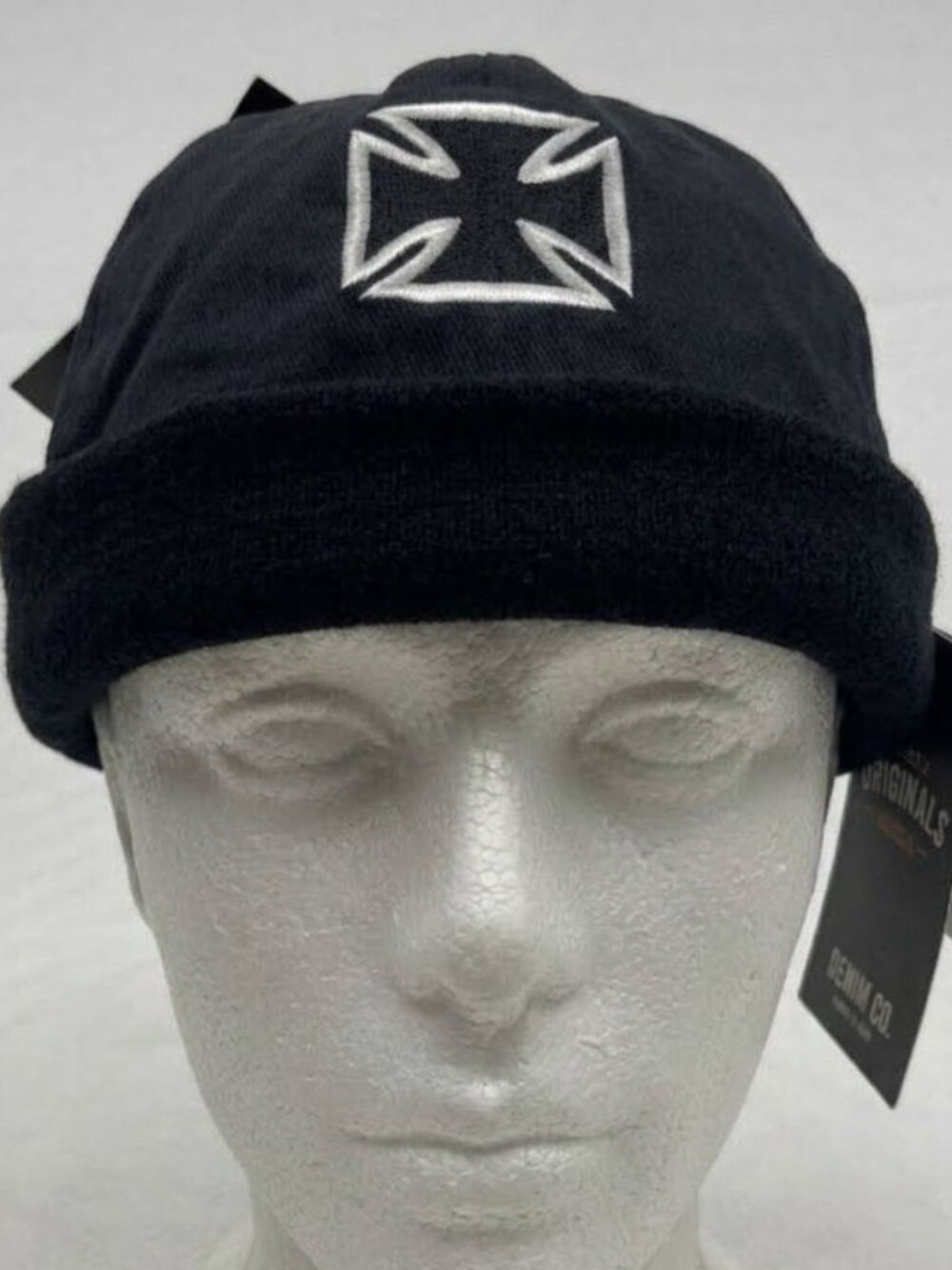 CSI Biker Hat Cotton Motorcycle Bennie Bullet Cap Embroidered Cross NWT One Size